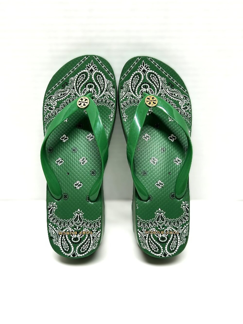 Tory Burch green flip flops size 9